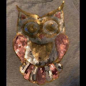 Sparkly Sequined Owl Tank with Ties at Bottom, Girls Size L.